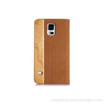 Wood Samsung Galaxy S5 Wallet Case Brown Personalized Leath